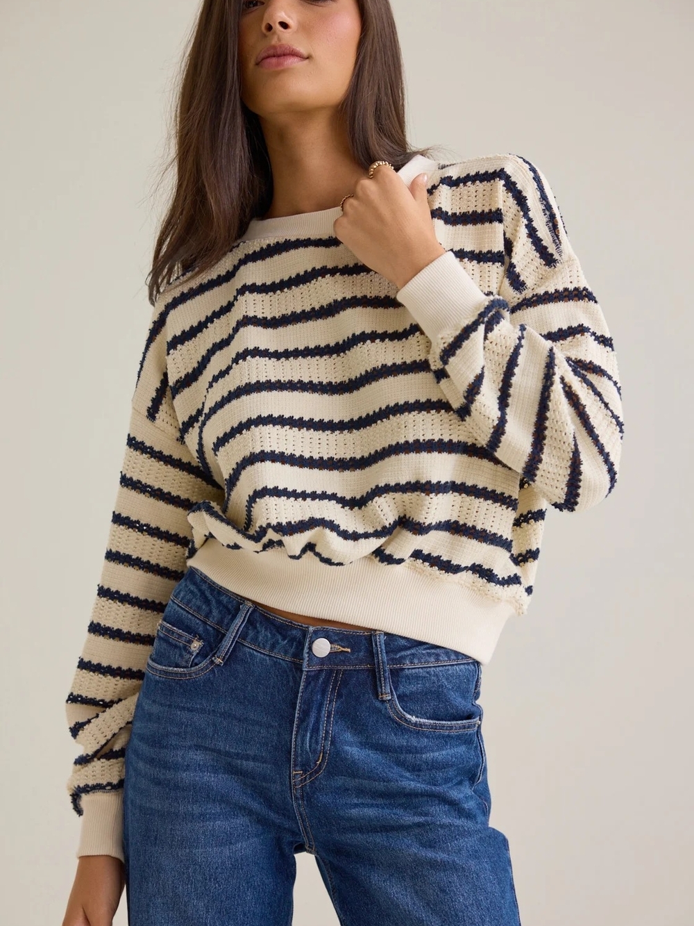 Altar'd State Brooke Textured Striped Top